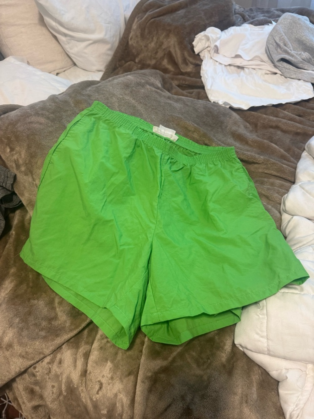 Urban Renewal Lime Green Elastic Waist Shorts